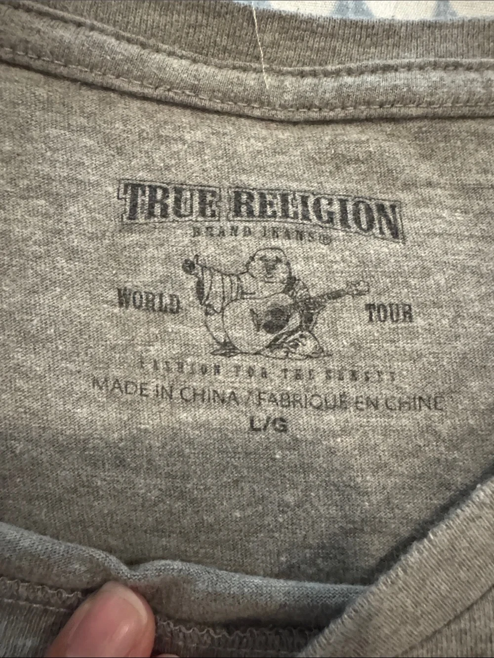 True Religion Gray Short-Sleeve Logo Crew Tee